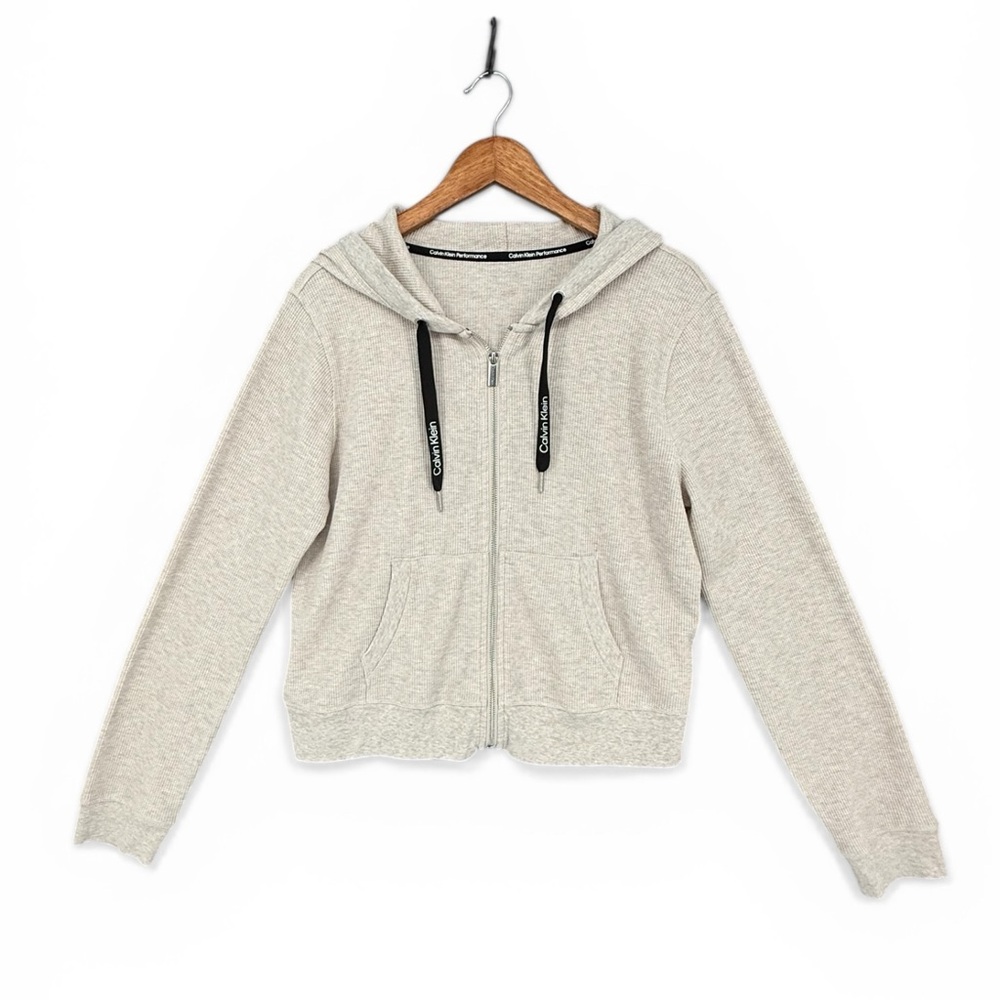 Calvin Klein Performance Stretch Zip Hoodie Oatmeal Heather Size Medium